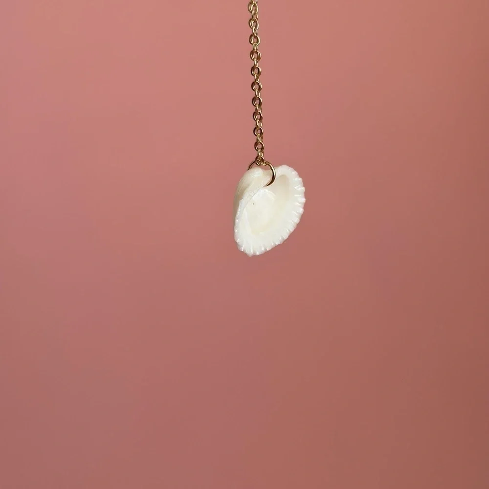 White Shell Faux Gold Necklace - Picture 4 of 4
